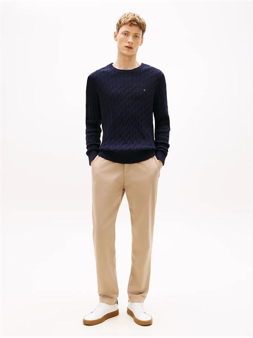 Pullover in maglia intrecciata con bandierina TOMMY HILFIGER | MW0MW33132DW5